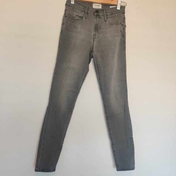 FRAME Denim Le High Ankle Skinny Jeans In Gray size 26 - Picture 5 of 9